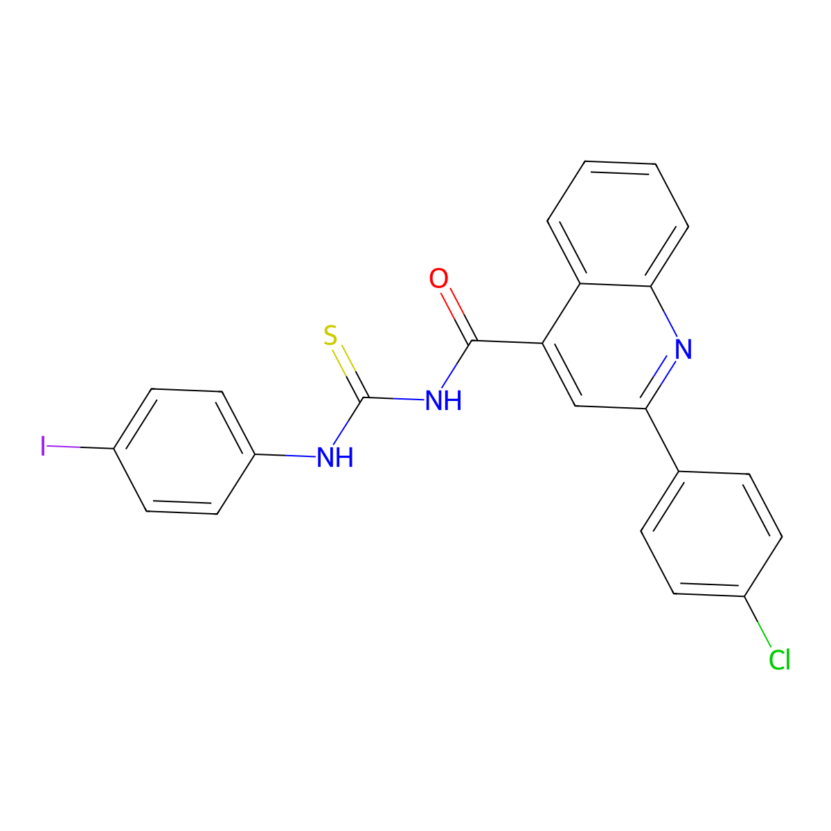 2-(4-chlorophenyl)-N-[(4-iodophenyl)carbamothioyl]quinoline-4-carboxamide molecular structure, CAS 438613-37-7