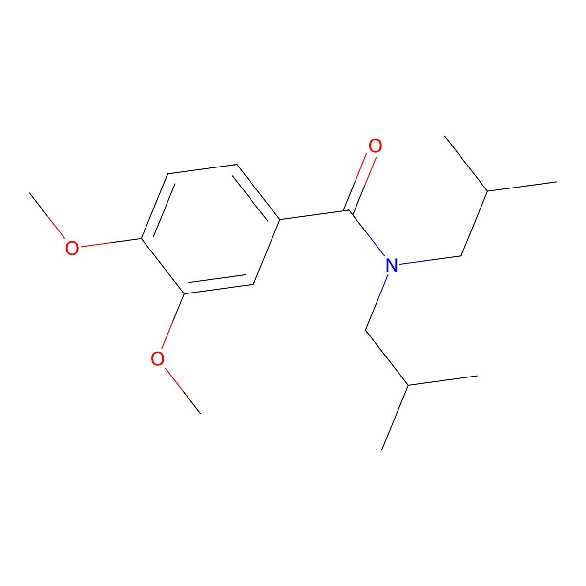 3,4-dimethoxy-N,N-bis(2-methylpropyl)benzamide molecular structure, CAS 438613-44-6