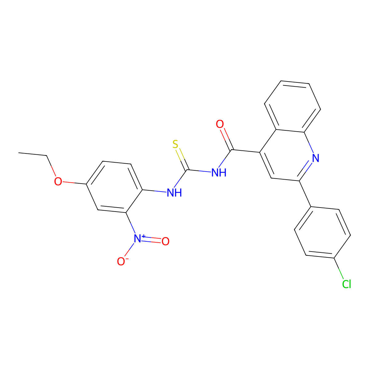 2-(4-chlorophenyl)-N-[(4-ethoxy-2-nitrophenyl)carbamothioyl]quinoline-4-carboxamide molecular structure, CAS 438613-57-1
