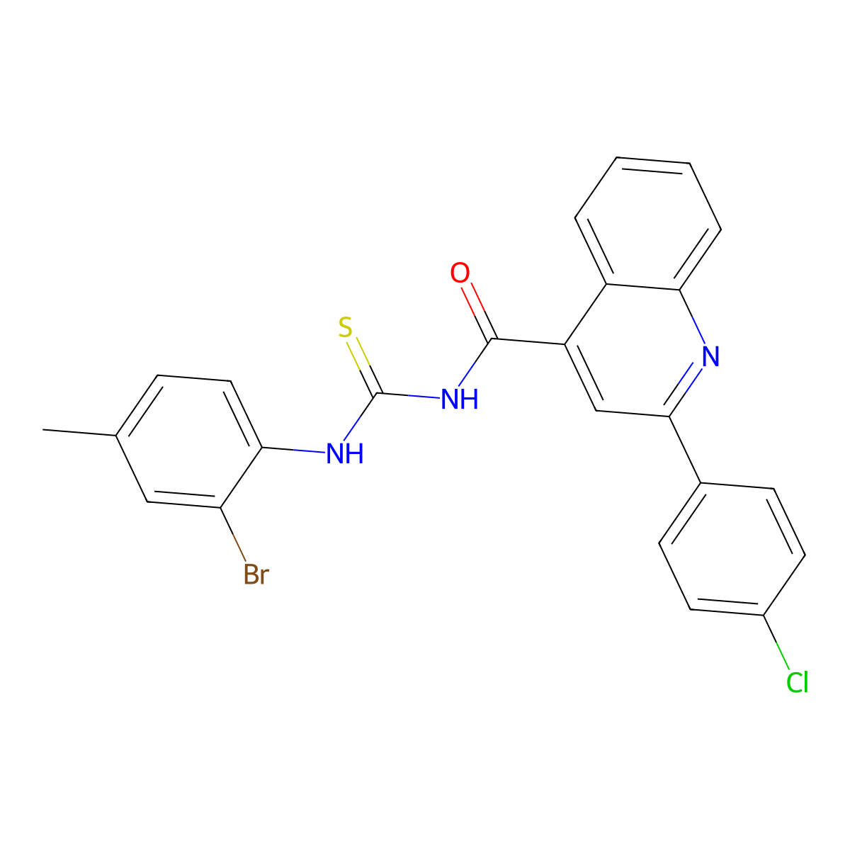N-[(2-bromo-4-methylphenyl)carbamothioyl]-2-(4-chlorophenyl)quinoline-4-carboxamide molecular structure, CAS 438613-69-5