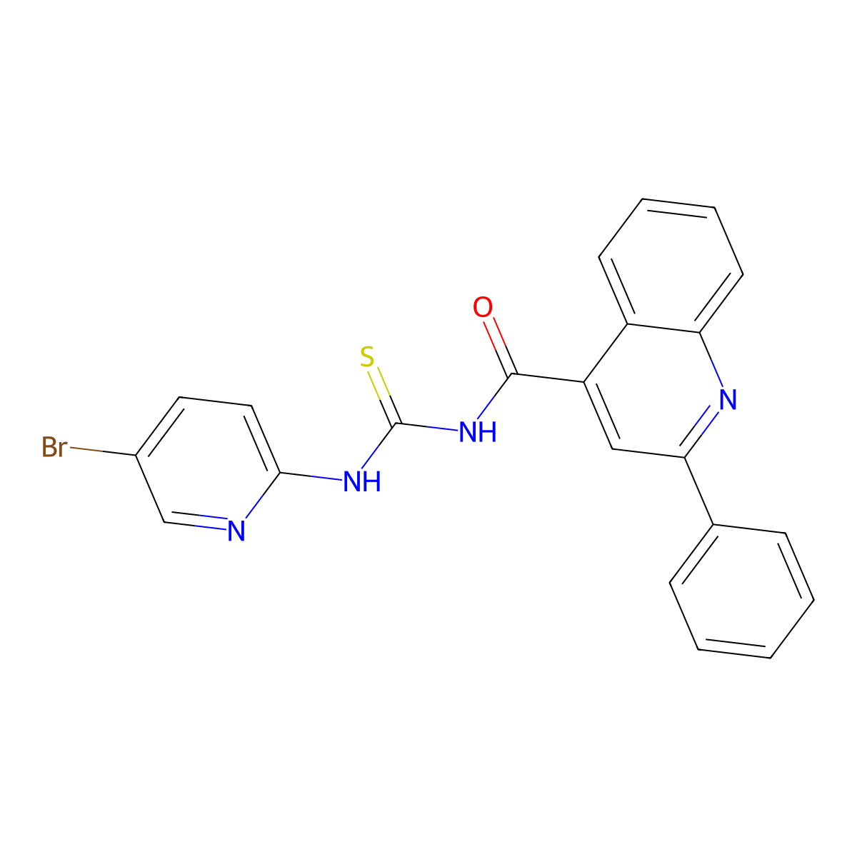 N-[[(5-Bromo-2-pyridinyl)amino]thioxomethyl]-2-phenyl-4-quinolinecarboxamide molecular structure, CAS 438613-82-2