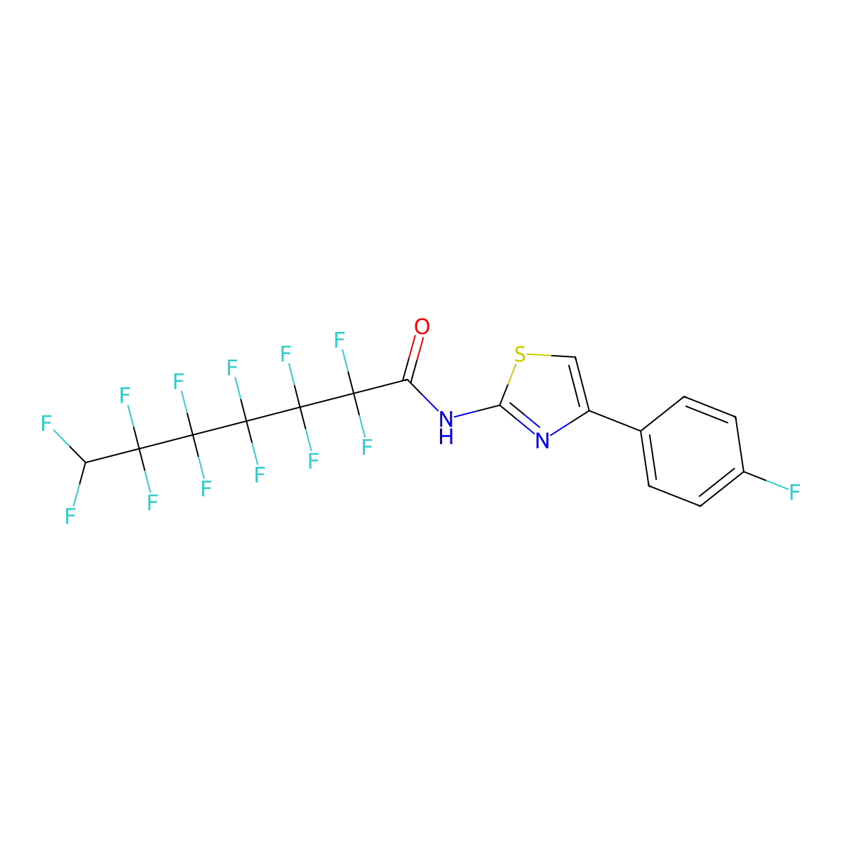2,2,3,3,4,4,5,5,6,6,7,7-dodecafluoro-N-[4-(4-fluorophenyl)-1,3-thiazol-2-yl]heptanamide molecular structure, CAS 438614-59-6