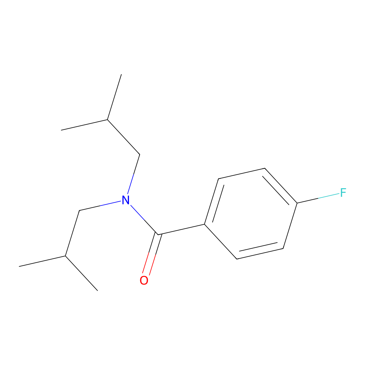 4-fluoro-N,N-bis(2-methylpropyl)benzamide molecular structure, CAS 438614-61-0