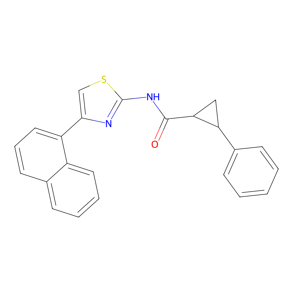 N-[4-(naphthalen-1-yl)-1,3-thiazol-2-yl]-2-phenylcyclopropanecarboxamide molecular structure, CAS 438614-68-7