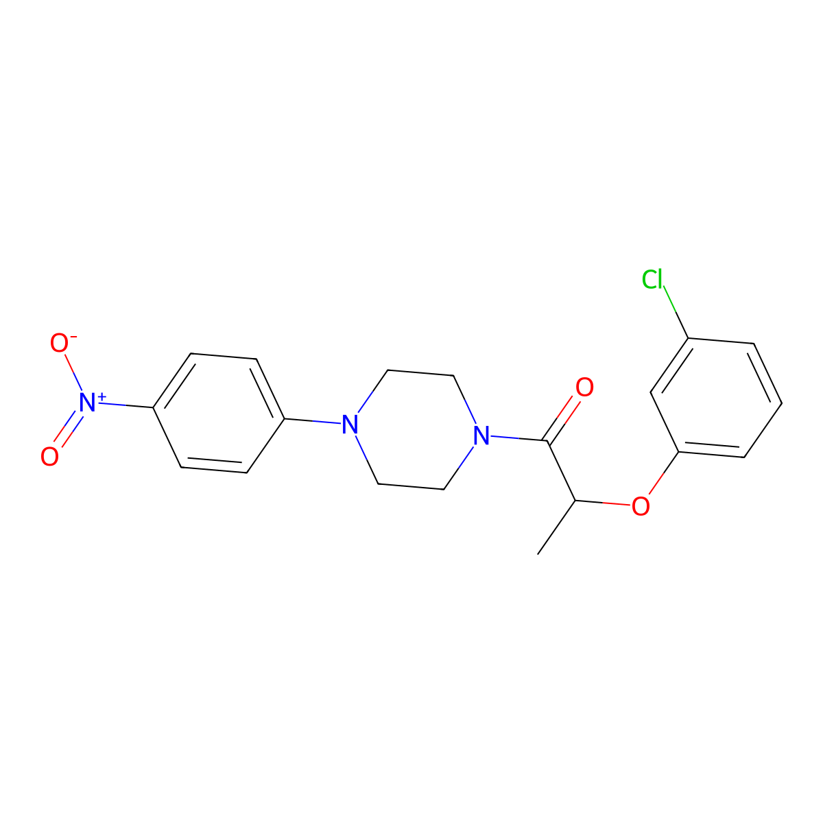 2-(3-Chlorophenoxy)-1-[4-(4-nitrophenyl)piperazin-1-yl]propan-1-one molecular structure, CAS 438614-91-6