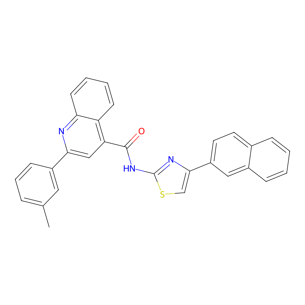 2-(3-methylphenyl)-N-(4-naphthalen-2-yl-1,3-thiazol-2-yl)quinoline-4-carboxamide molecular structure, CAS 438615-05-5