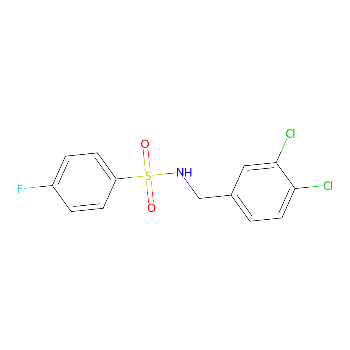 N-[(3,4-dichlorophenyl)methyl]-4-fluorobenzenesulfonamide molecular structure, CAS 438615-06-6
