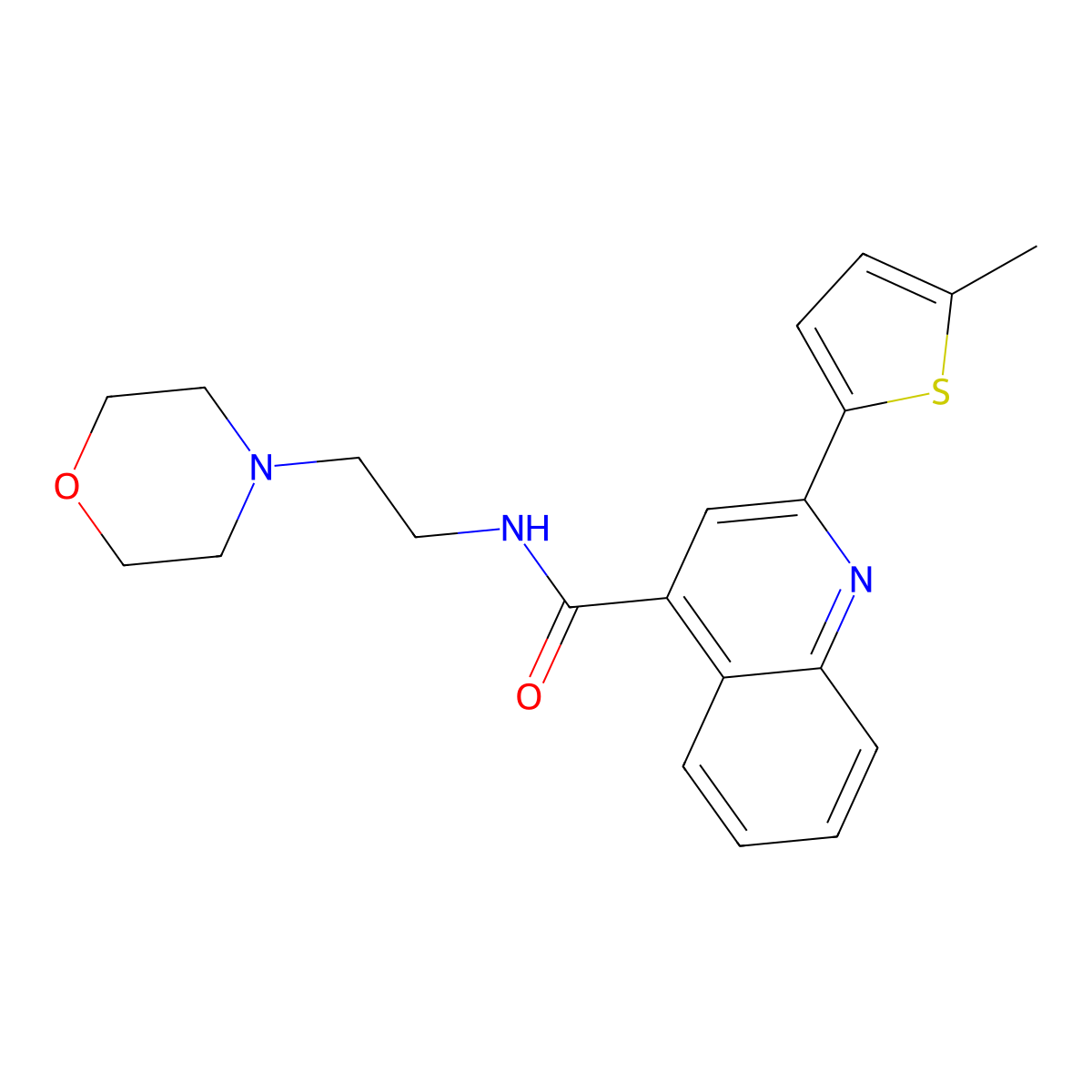 2-(5-methylthiophen-2-yl)-N-(2-morpholin-4-ylethyl)quinoline-4-carboxamide molecular structure, CAS 438615-45-3