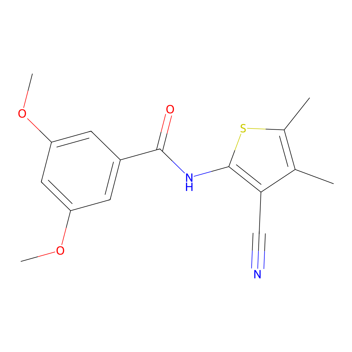 N-(3-cyano-4,5-dimethylthiophen-2-yl)-3,5-dimethoxybenzamide molecular structure, CAS 438615-50-0