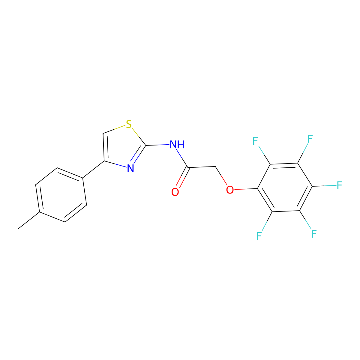 N-[4-(4-methylphenyl)-1,3-thiazol-2-yl]-2-(2,3,4,5,6-pentafluorophenoxy)acetamide molecular structure, CAS 438615-67-9