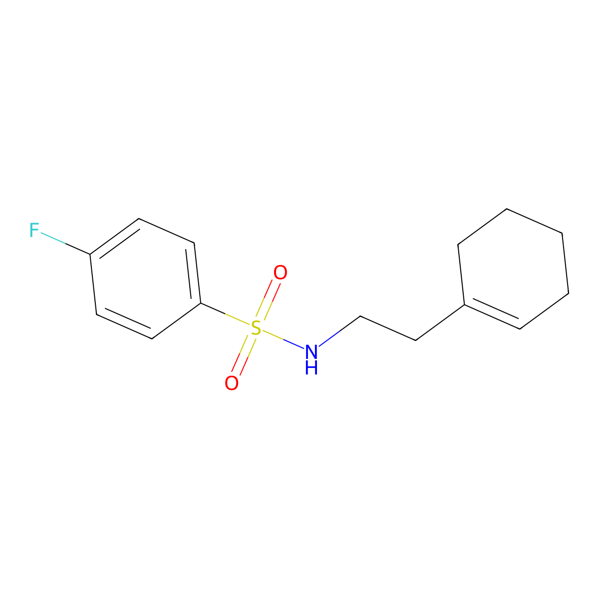 N-[2-(cyclohexen-1-yl)ethyl]-4-fluorobenzenesulfonamide molecular structure, CAS 438615-83-9