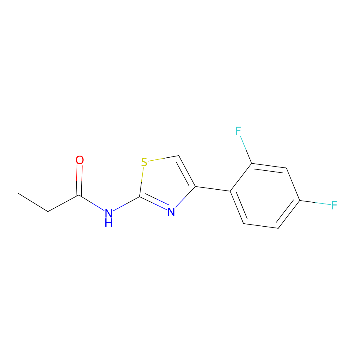 N-[4-(2,4-difluorophenyl)-1,3-thiazol-2-yl]propanamide molecular structure, CAS 438616-21-8