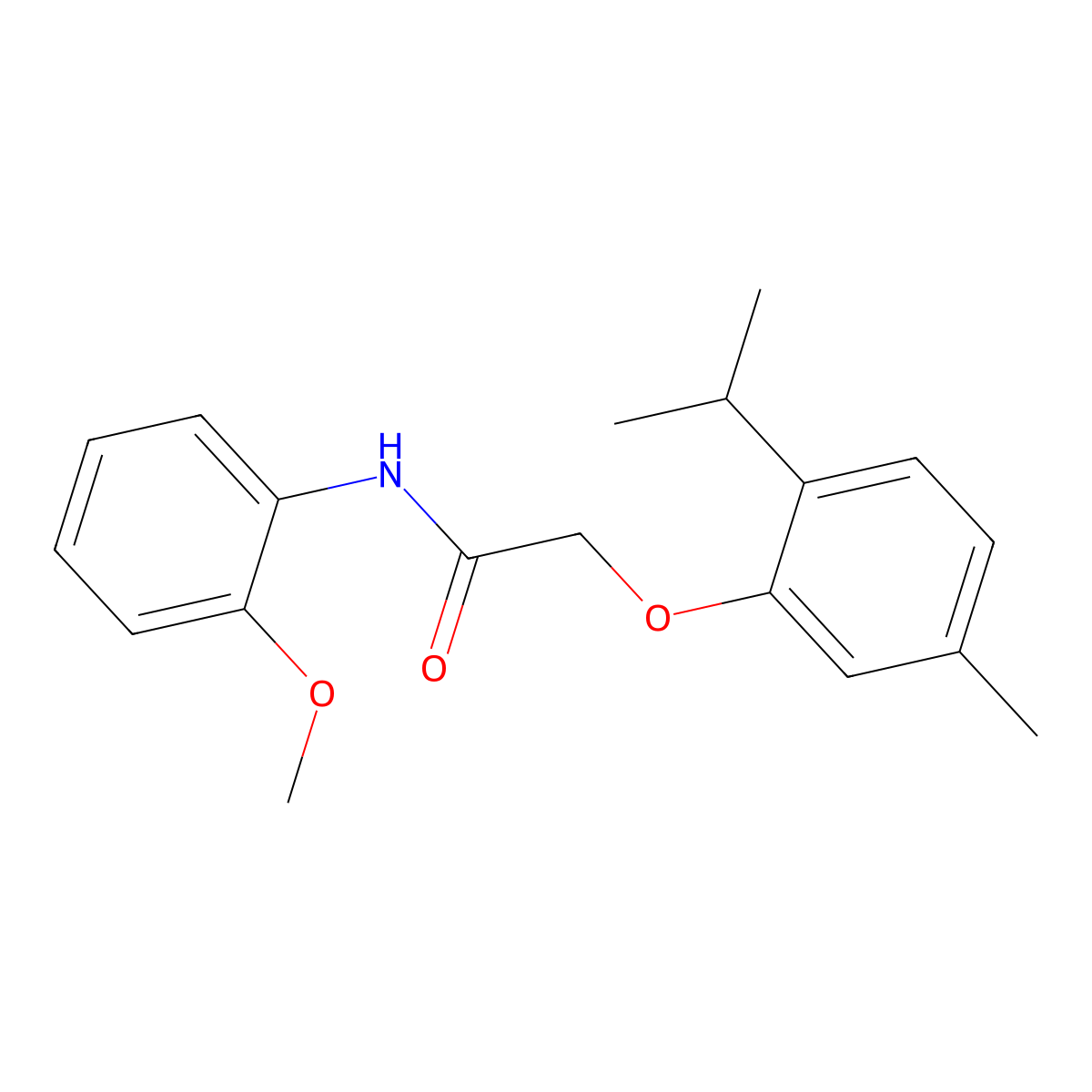 2-(2-isopropyl-5-methylphenoxy)-N-(2-methoxyphenyl)acetamide molecular structure, CAS 438616-42-3