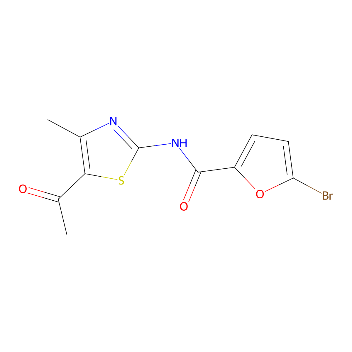 N-(5-Acetyl-4-methyl-2-thiazolyl)-5-bromo-2-furancarboxamide molecular structure, CAS 438616-46-7