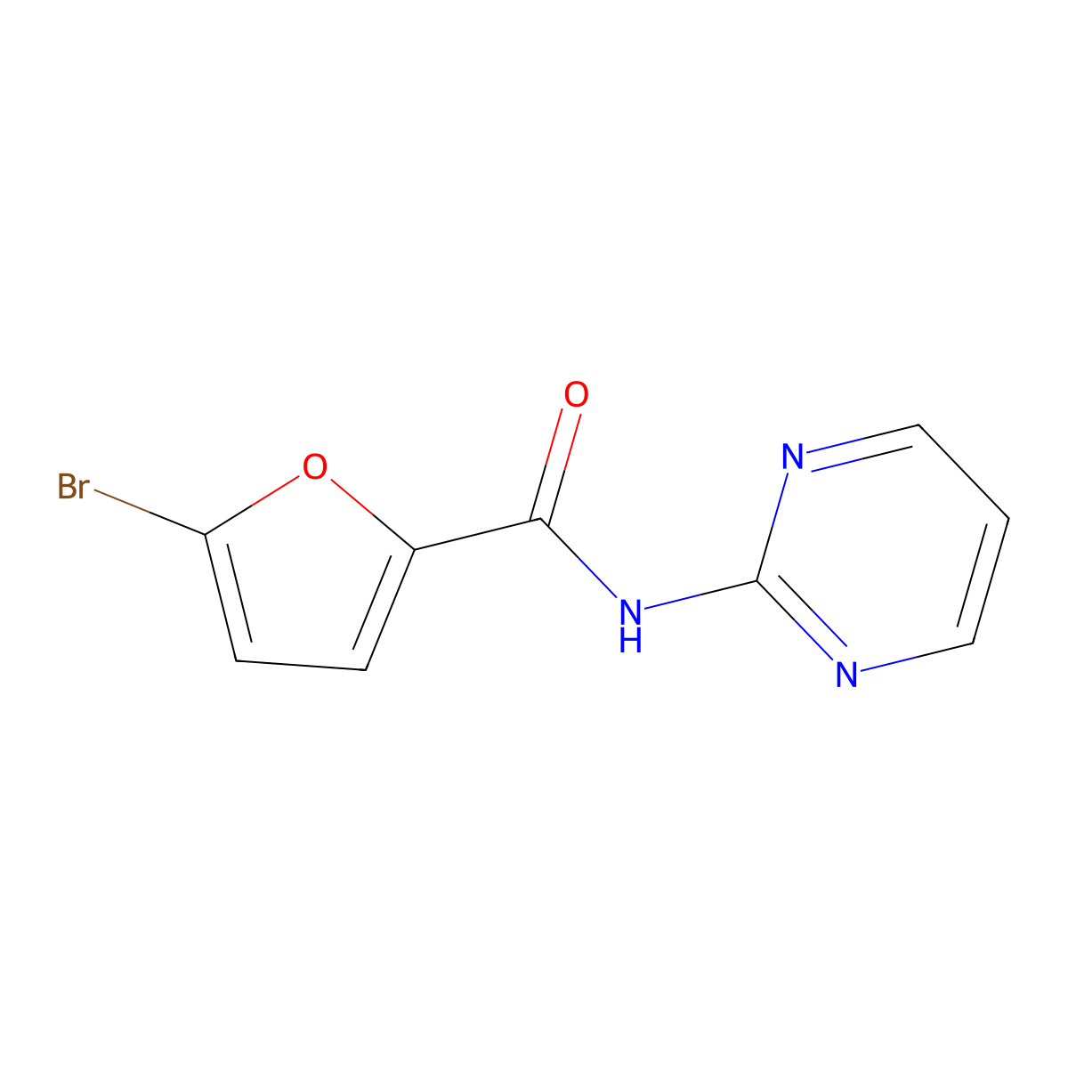 5-bromo-N-(pyrimidin-2-yl)furan-2-carboxamide molecular structure, CAS 438616-48-9