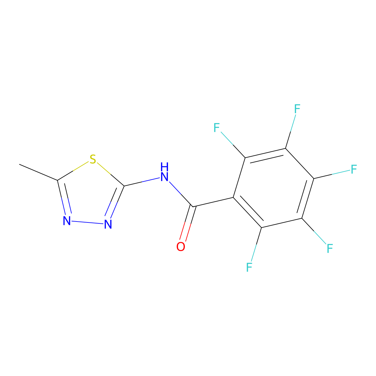 2,3,4,5,6-pentafluoro-N-(5-methyl-1,3,4-thiadiazol-2-yl)benzamide molecular structure, CAS 438616-71-8