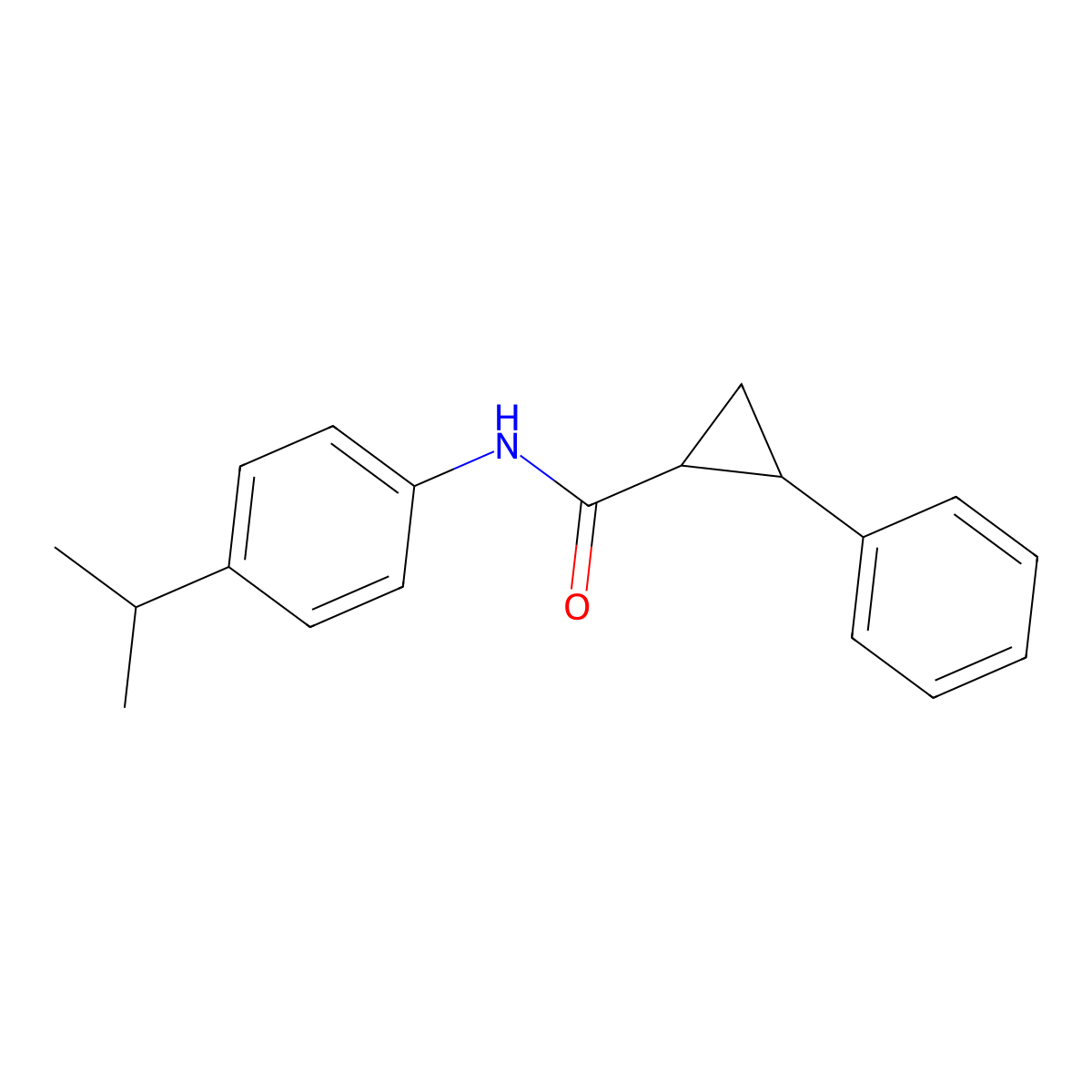 2-phenyl-N-[4-(propan-2-yl)phenyl]cyclopropanecarboxamide molecular structure, CAS 438616-79-6