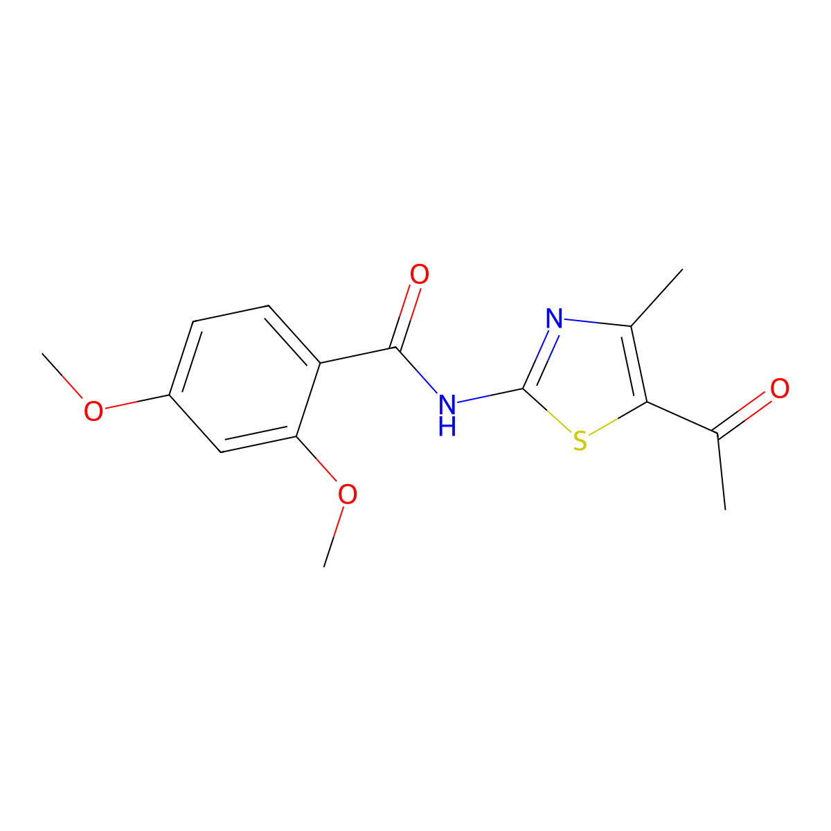 N-(5-acetyl-4-methyl-1,3-thiazol-2-yl)-2,4-dimethoxybenzamide molecular structure, CAS 438616-92-3