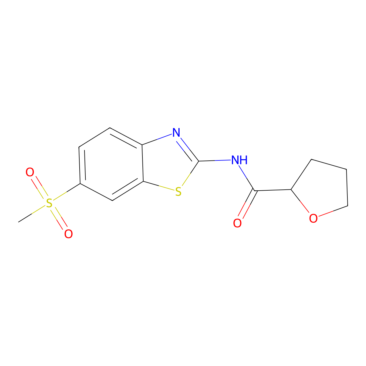 N-(6-methylsulfonyl-1,3-benzothiazol-2-yl)oxolane-2-carboxamide molecular structure, CAS 438617-19-7