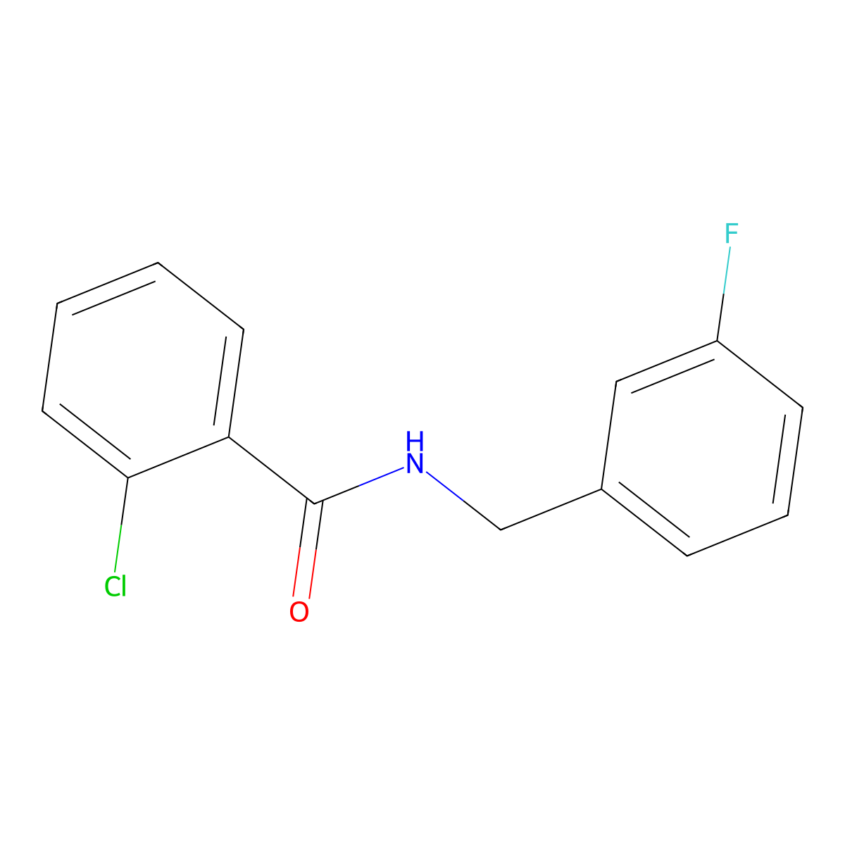 2-chloro-N-(3-fluorobenzyl)benzamide molecular structure, CAS 438617-47-1