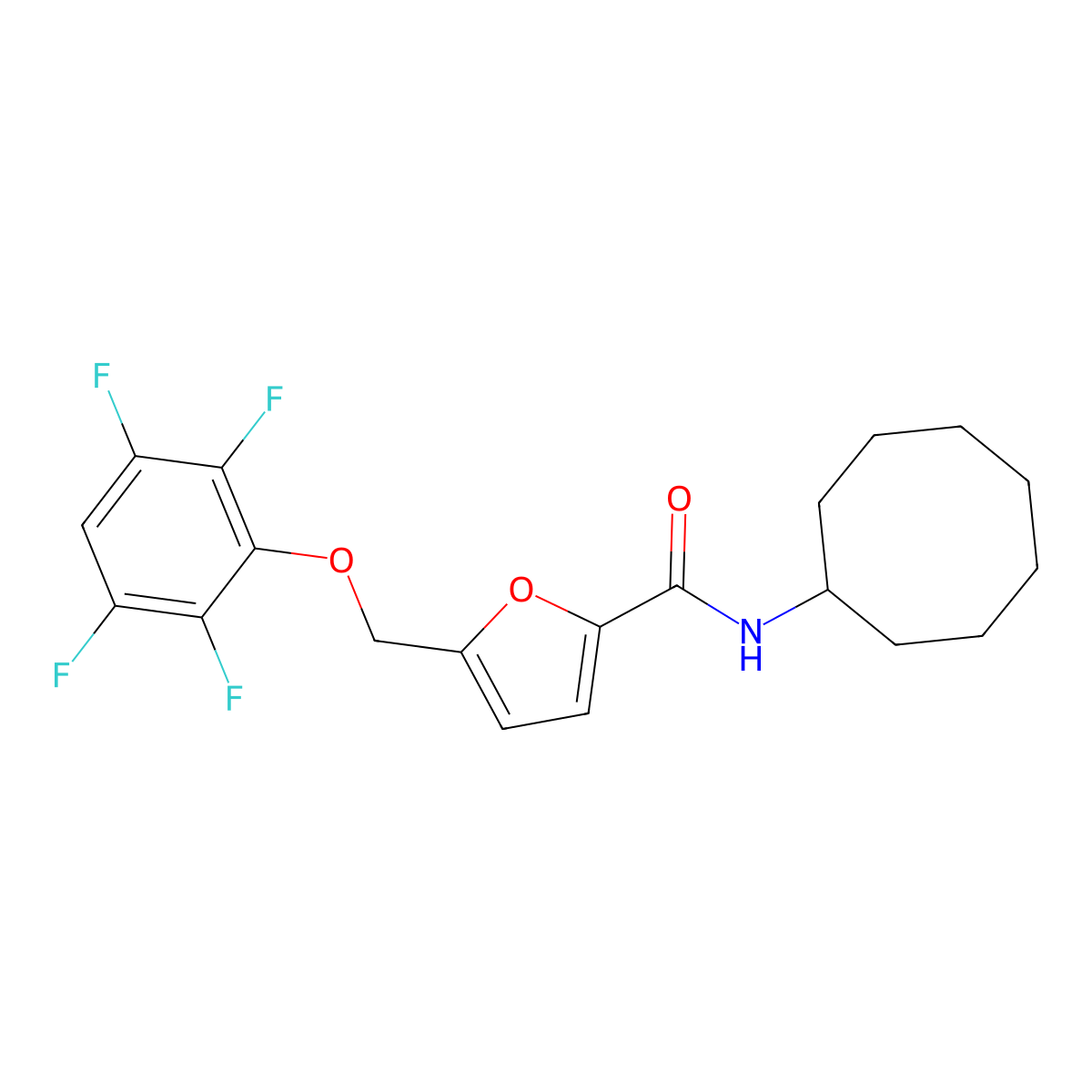 N-cyclooctyl-5-[(2,3,5,6-tetrafluorophenoxy)methyl]furan-2-carboxamide molecular structure, CAS 438617-50-6