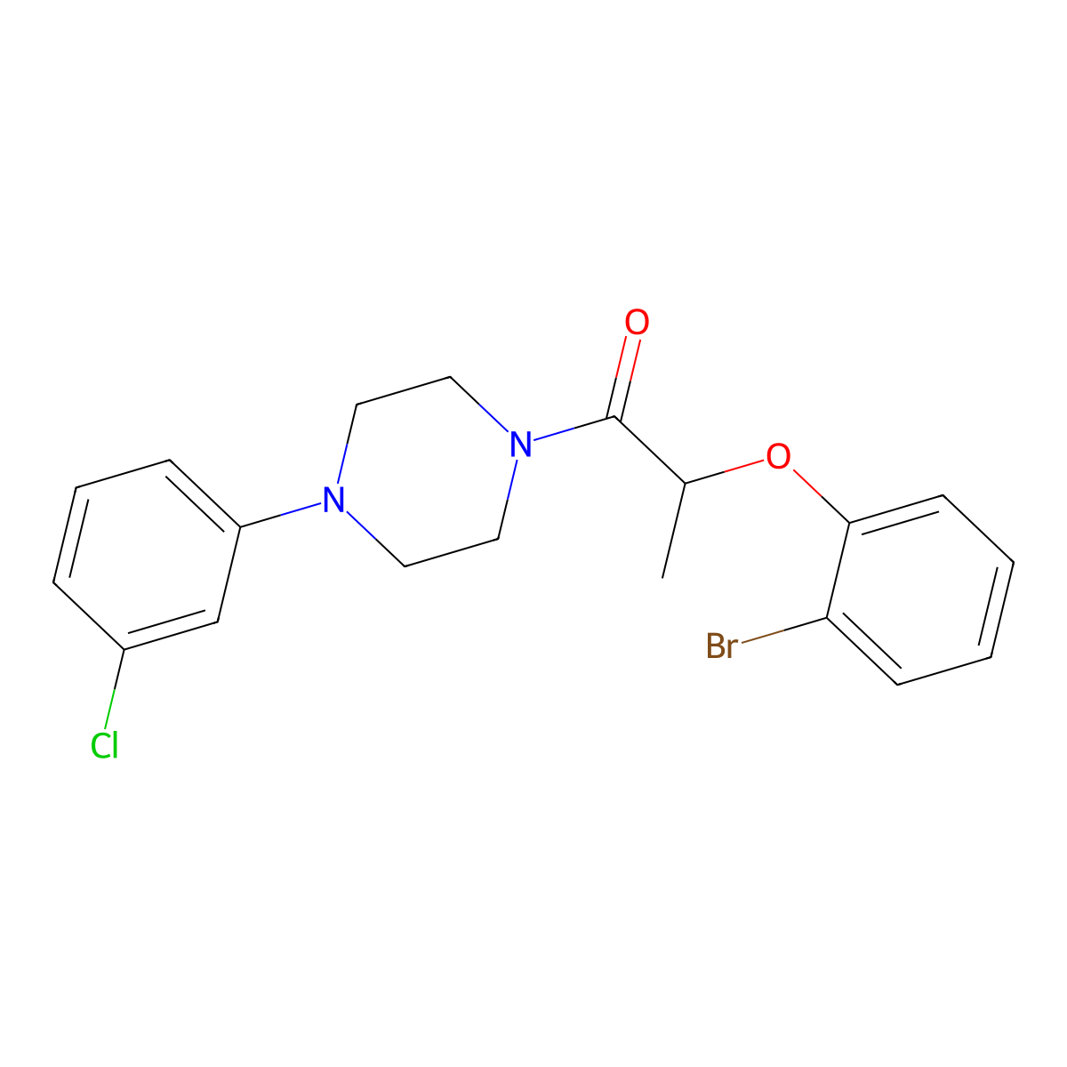 2-(2-Bromophenoxy)-1-[4-(3-chlorophenyl)piperazin-1-yl]propan-1-one molecular structure, CAS 438617-55-1