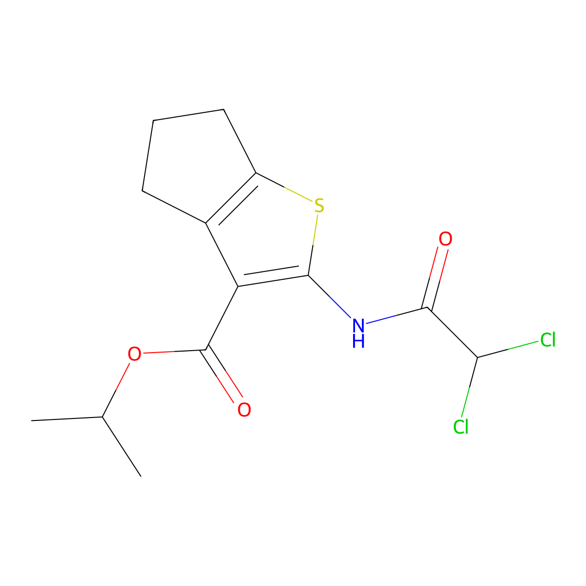 isopropyl 2-[(dichloroacetyl)amino]-5,6-dihydro-4H-cyclopenta[b]thiophene-3-carboxylate molecular structure, CAS 438617-61-9