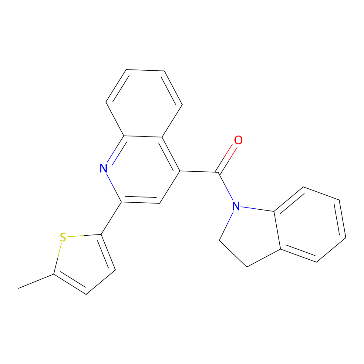 2,3-Dihydroindol-1-yl-[2-(5-methylthiophen-2-yl)quinolin-4-yl]methanone molecular structure, CAS 438617-63-1