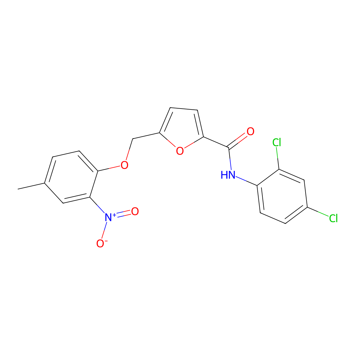 N-(2,4-dichlorophenyl)-5-[(4-methyl-2-nitrophenoxy)methyl]furan-2-carboxamide molecular structure, CAS 438617-84-6