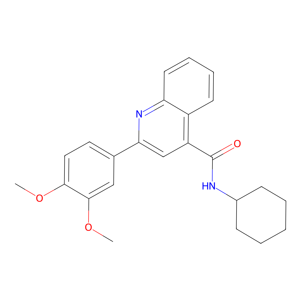 N-cyclohexyl-2-(3,4-dimethoxyphenyl)quinoline-4-carboxamide molecular structure, CAS 438618-28-1