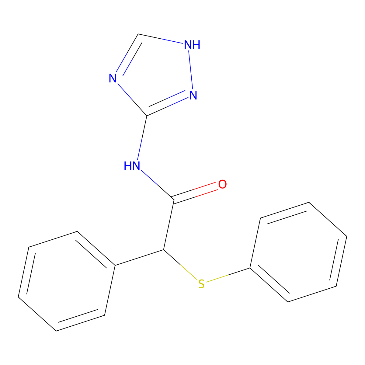 2-phenyl-2-(phenylsulfanyl)-N-(1H-1,2,4-triazol-3-yl)acetamide molecular structure, CAS 438618-42-9