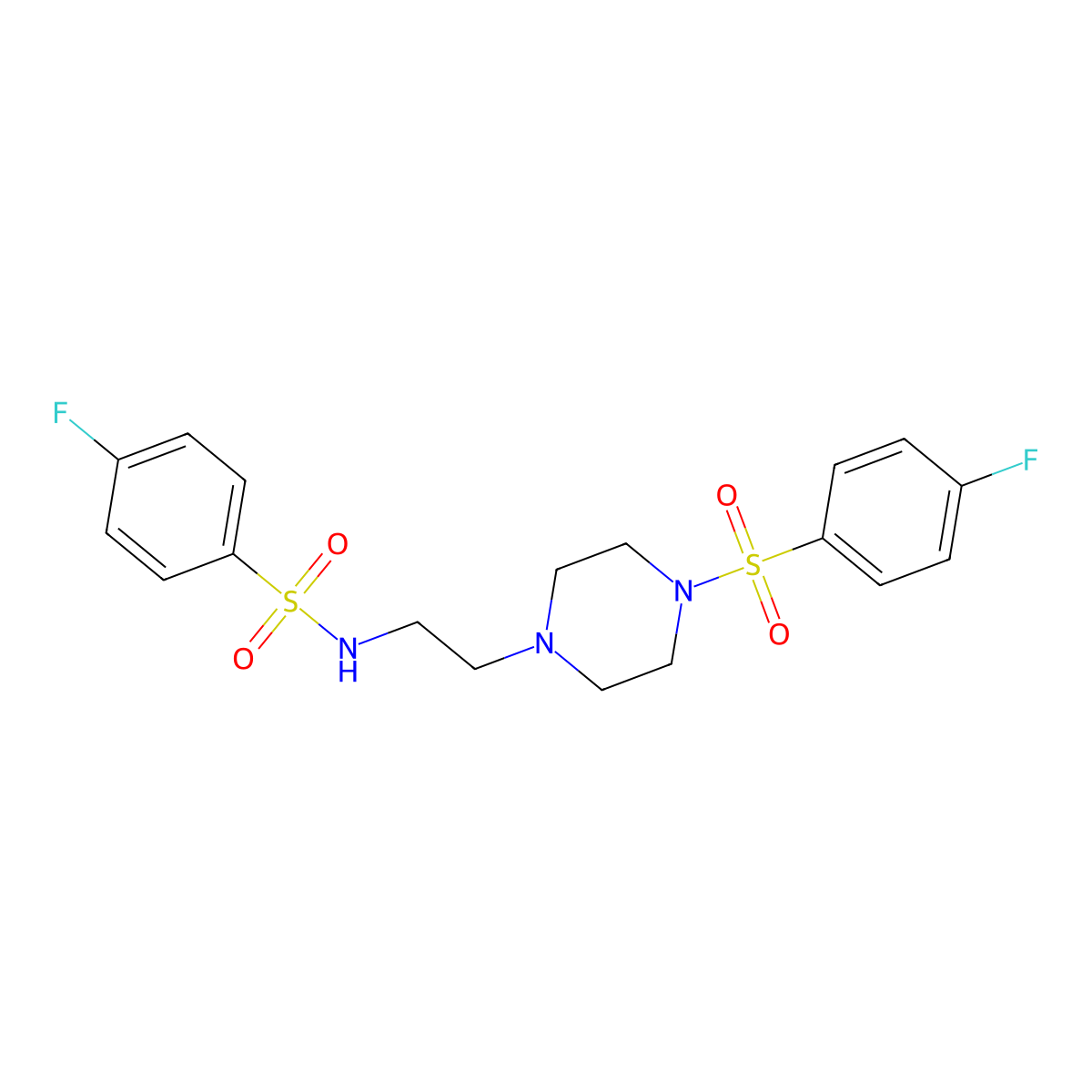 4-fluoro-N-[2-[4-[(4-fluorophenyl)sulfonyl]-1-piperazinyl]ethyl]-benzenesulfonamide molecular structure, CAS 438618-43-0