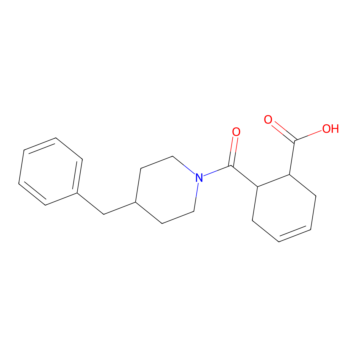 6-(4-benzylpiperidine-1-carbonyl)cyclohex-3-ene-1-carboxylic Acid molecular structure, CAS 438618-48-5