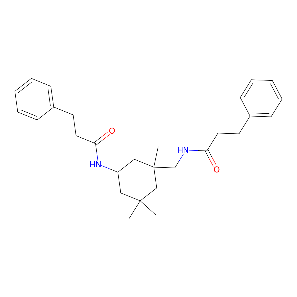 3-phenyl-N-({1,3,3-trimethyl-5-[(3-phenylpropanoyl)amino]cyclohexyl}methyl)propanamide molecular structure, CAS 438618-99-6