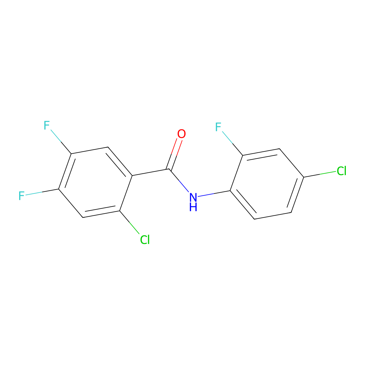 2-chloro-N-(4-chloro-2-fluorophenyl)-4,5-difluorobenzamide molecular structure, CAS 438619-05-7