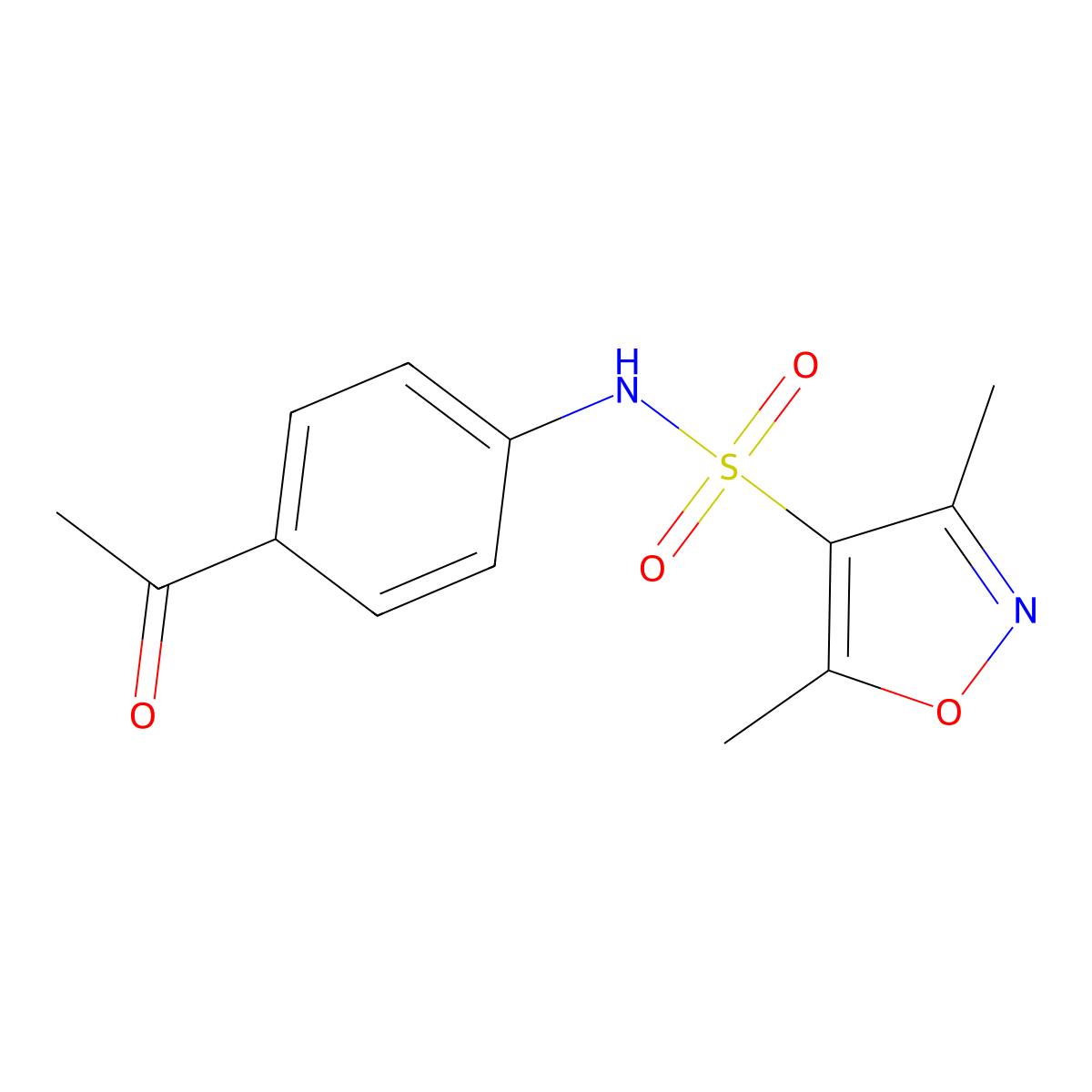 N-(4-acetylphenyl)-3,5-dimethyl-1,2-oxazole-4-sulfonamide molecular structure, CAS 438622-75-4