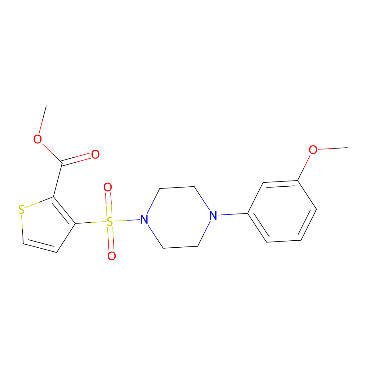 Methyl 3-{[4-(3-methoxyphenyl)piperazin-1-yl]sulfonyl}thiophene-2-carboxylate molecular structure, CAS 438622-76-5