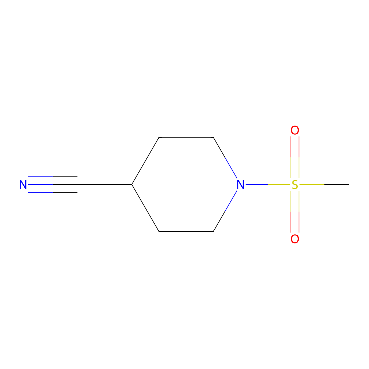1-Methanesulfonylpiperidine-4-carbonitrile molecular structure, CAS 438630-74-1