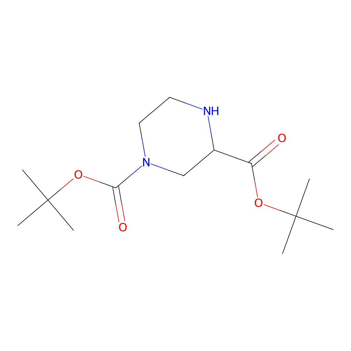 n-4-Boc-2-piperazinecarboxylic acid tert-butyl ester molecular structure, CAS 438631-75-5