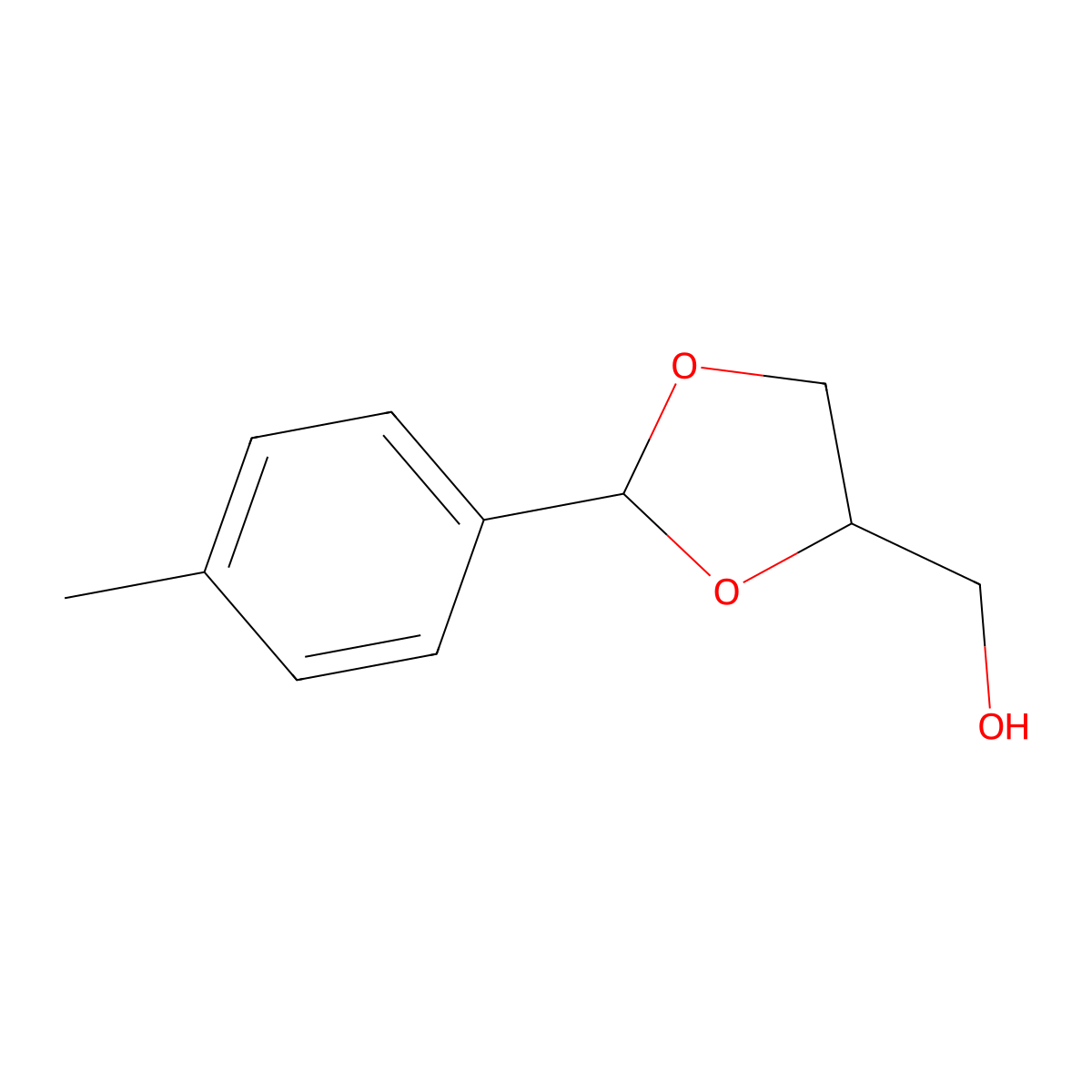 1,3-Dioxolane-4-methanol, 2-(4-methylphenyl)- molecular structure, CAS 4388-47-0