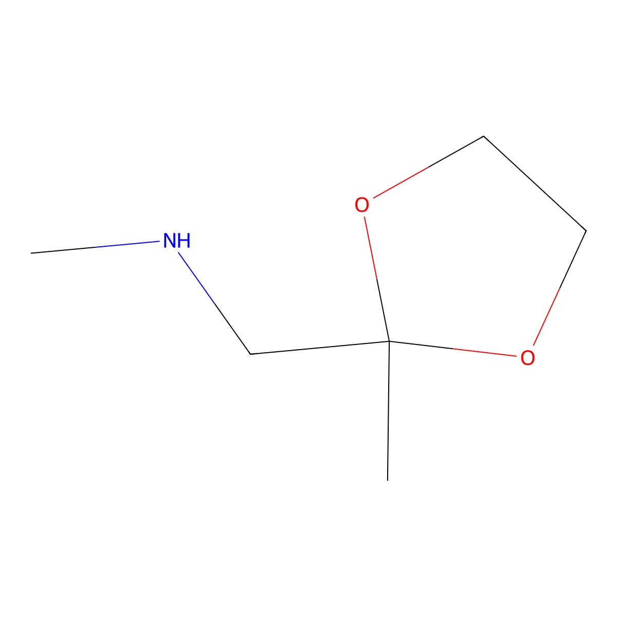 2-Methyl-2-(methylaminomethyl)-1,3-dioxolane molecular structure, CAS 4388-98-1