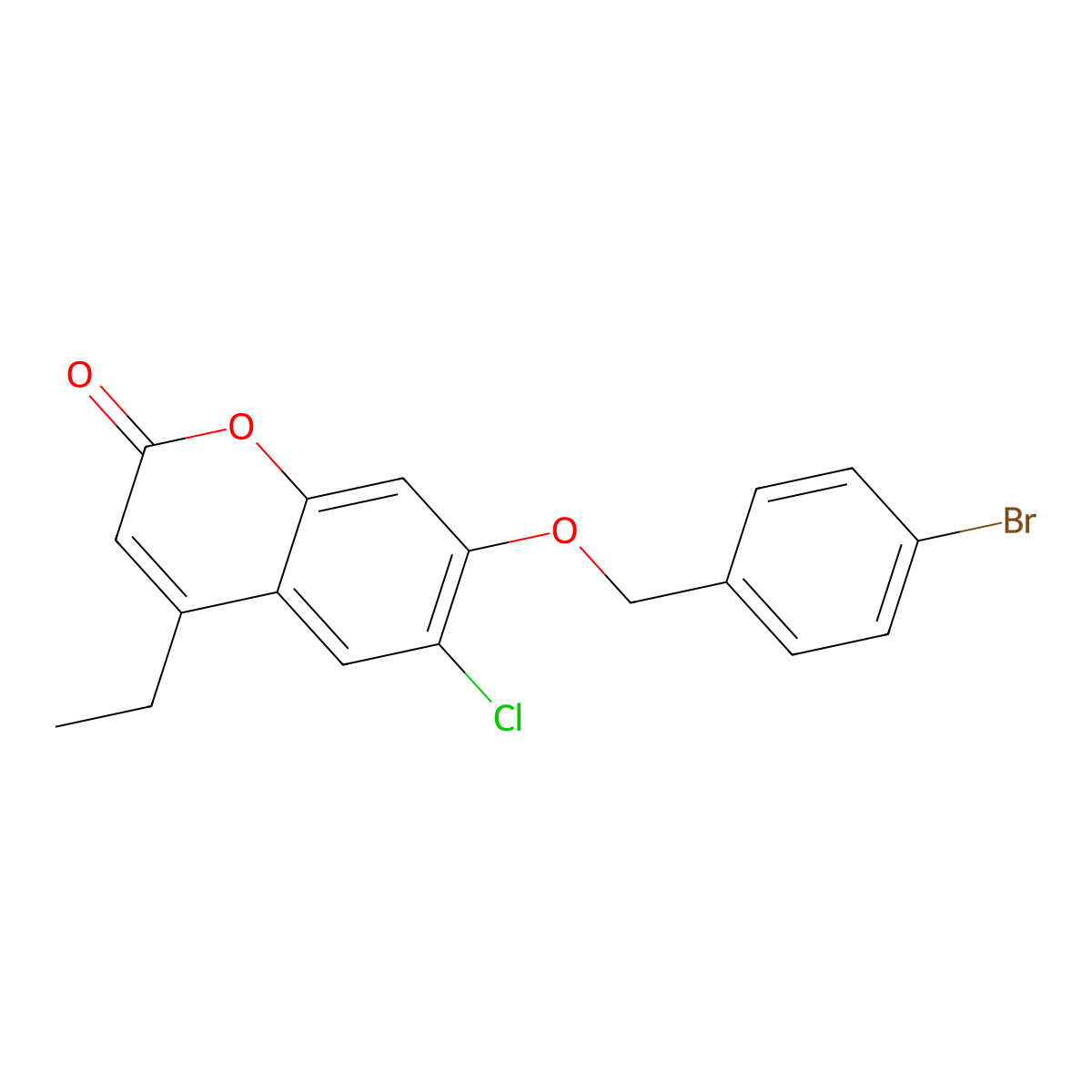 7-[(4-bromobenzyl)oxy]-6-chloro-4-ethyl-2H-chromen-2-one molecular structure, CAS 4389-20-2