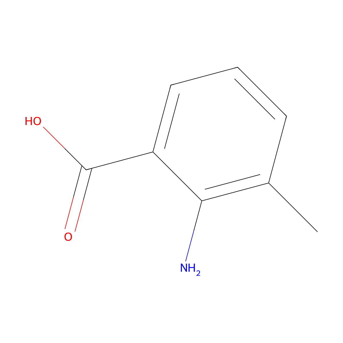 2-Amino-3-methylbenzoic acid molecular structure, CAS 4389-45-1