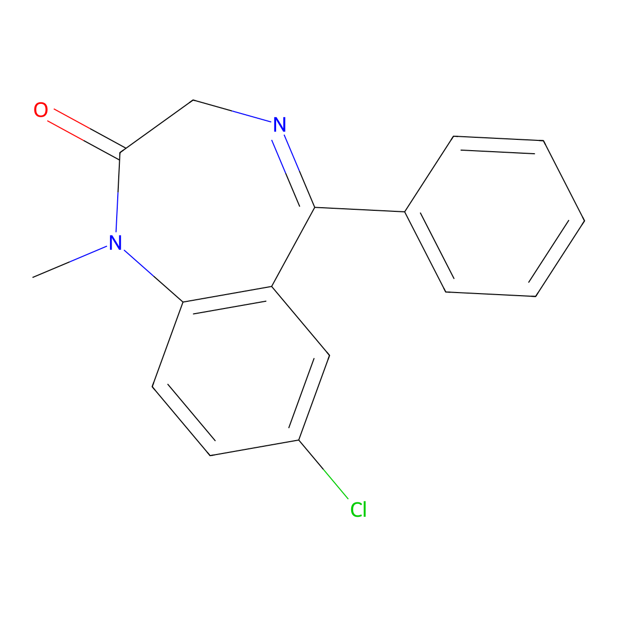 Diazepam molecular structure, CAS 439-14-5