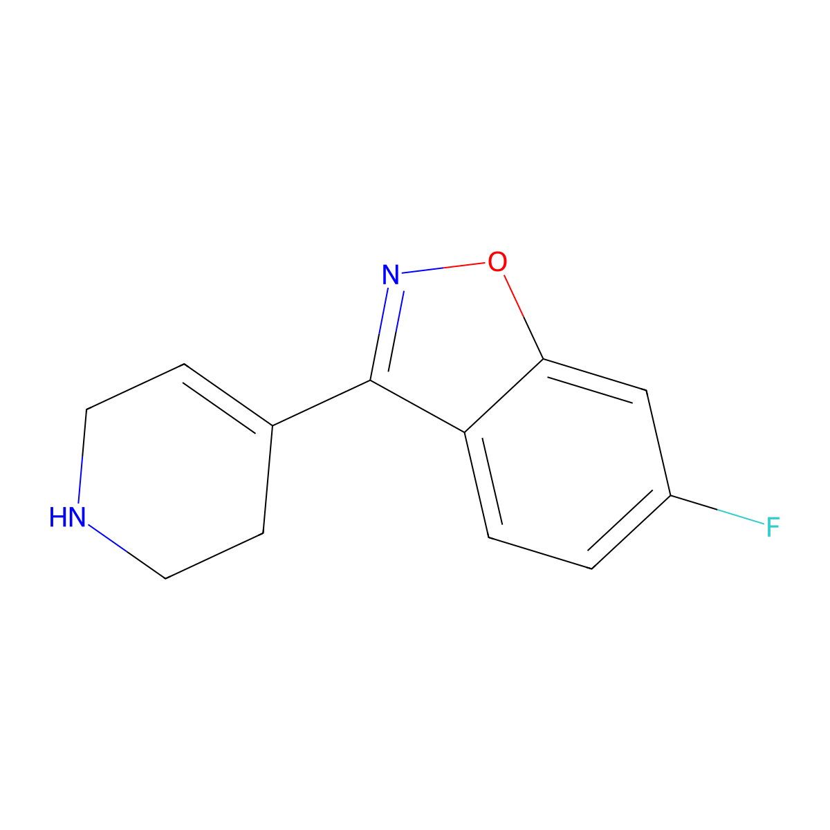 6-Fluoro-3-(1,2,3,6-Tetrahydro-4-Pyridinyl)-1,2-Benzisoxazole molecular structure, CAS 439082-09-4