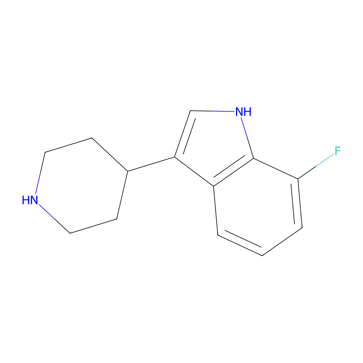 7-Fluoro-3-(piperidin-4-yl)-1H-indole molecular structure, CAS 439082-27-6