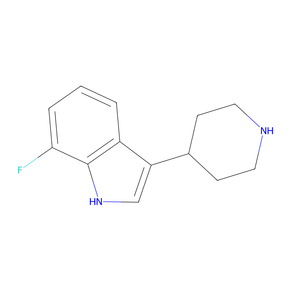 7-Fluoro-3-(piperidin-4-yl)-1H-indole molecular structure, CAS 439082-27-6