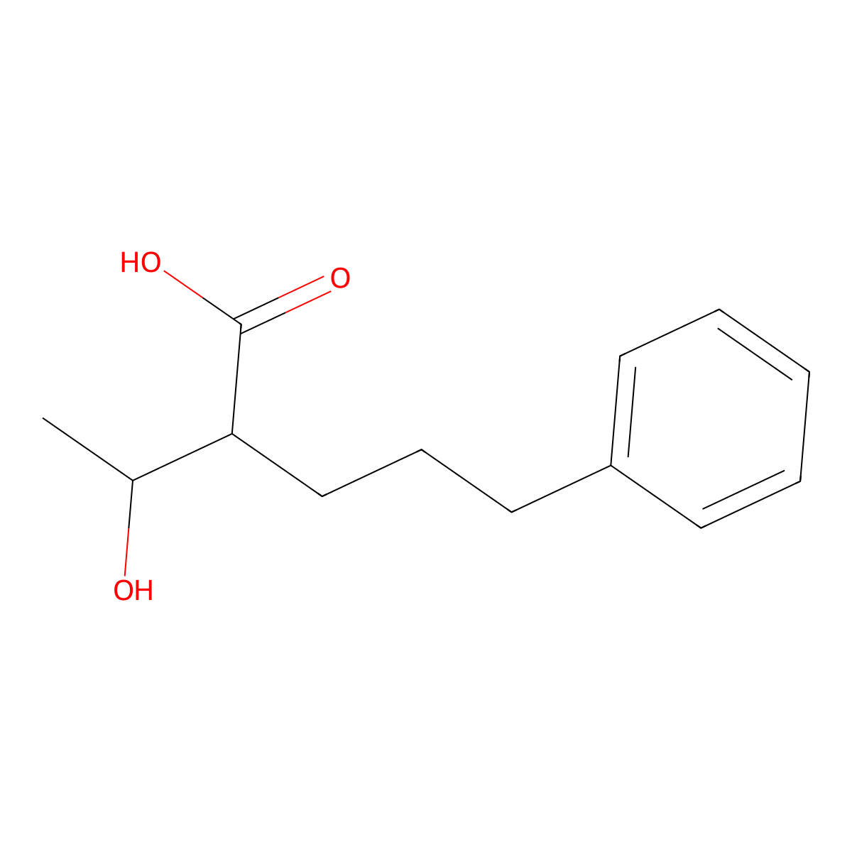 2-(1-Hydroxyethyl)-5-phenylpentanoic acid molecular structure, CAS 439084-21-6