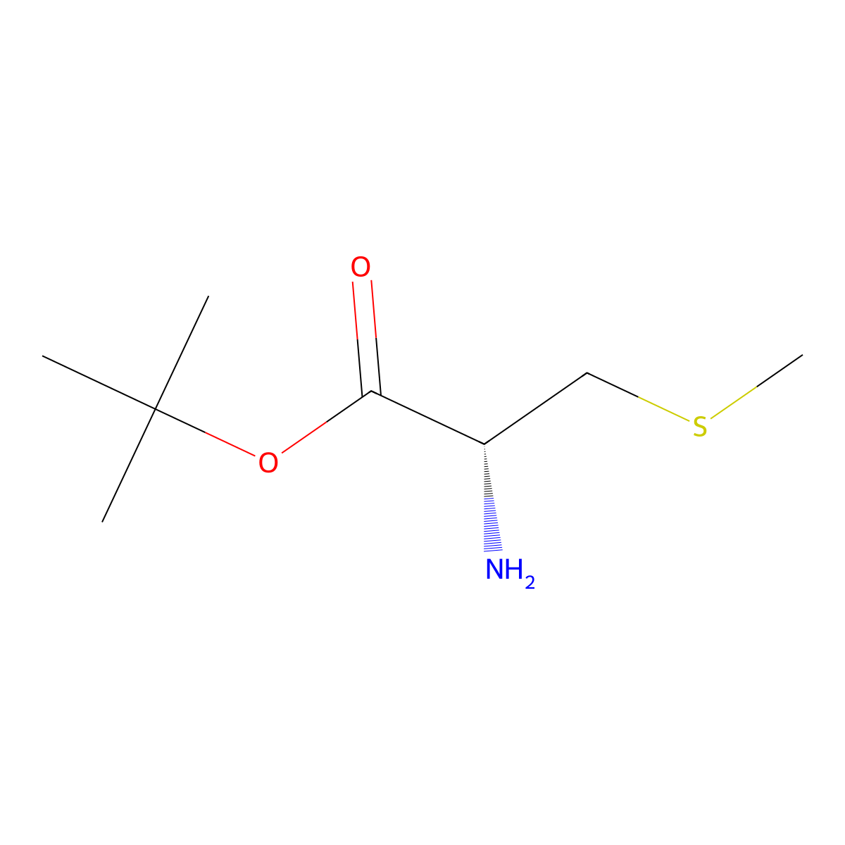 tert-butyl (2R)-2-amino-3-(methylsulfanyl)propanoate molecular structure, CAS 439089-26-6