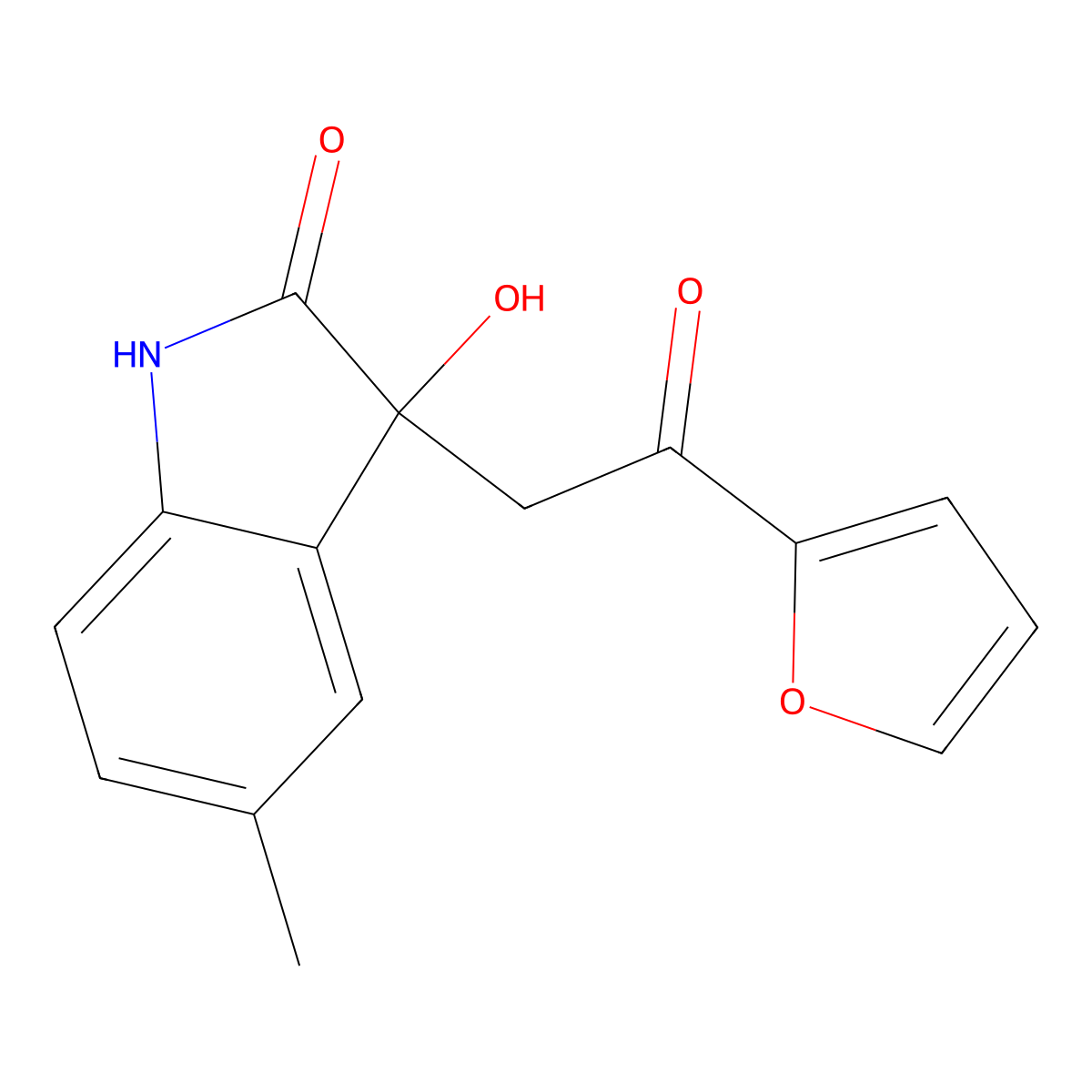 3-(2-(Furan-2-yl)-2-oxoethyl)-3-hydroxy-5-methylindolin-2-one molecular structure, CAS 439091-17-5